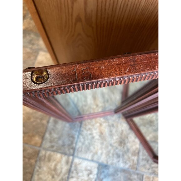 Antique Handmade Hand Carved Folding Wooden Mirror Perfect Symmetry Table Top 12 - Picture 8 of 10